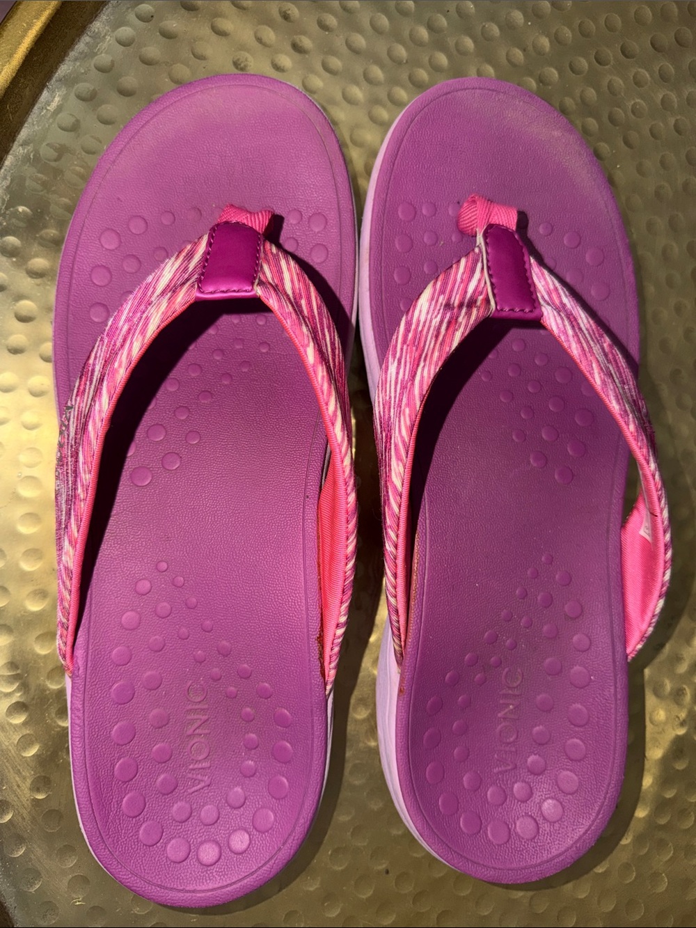 Vionic Purple and Pink Women's Flip Flop Sandals - Picture 2 of 9